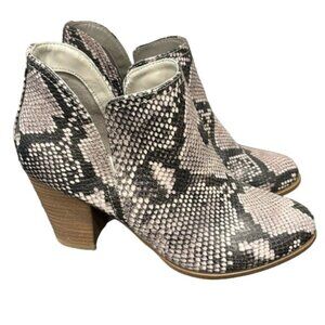 Fergalicious Charlie Snake Print 2.5 Inch Heel Ankle Booties - Size 7M